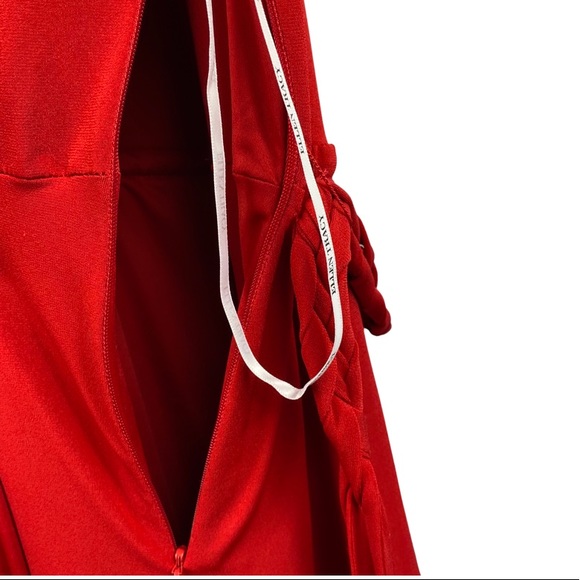 Ellen Tracy Wrap Dress, Red Dress, Faux Wrap Dress with 3/4 Sleeves, Lined - Picture 10 of 16